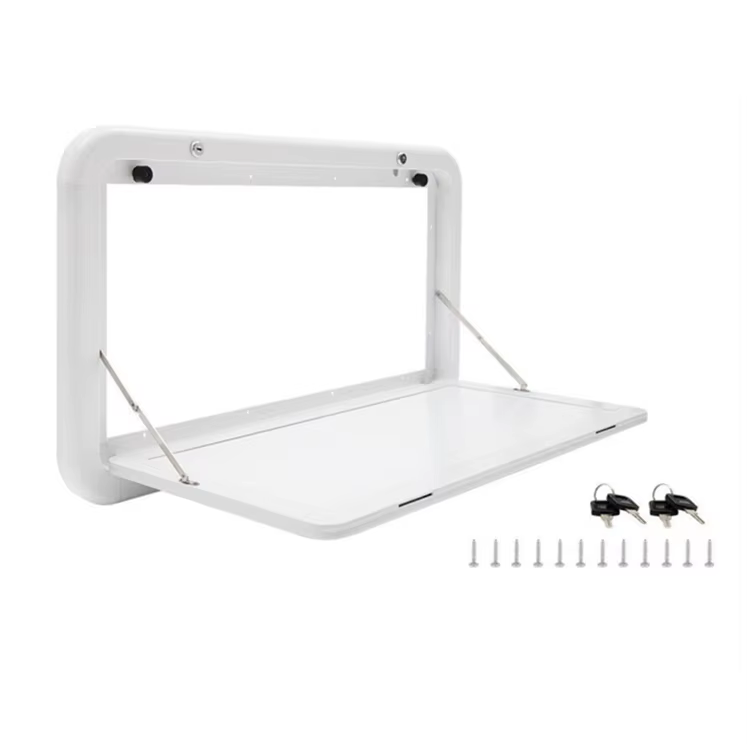 Pièces et accessoires pour camping-car, caravane, table pliante en aluminium blanc à coins arrondis pour camping-car