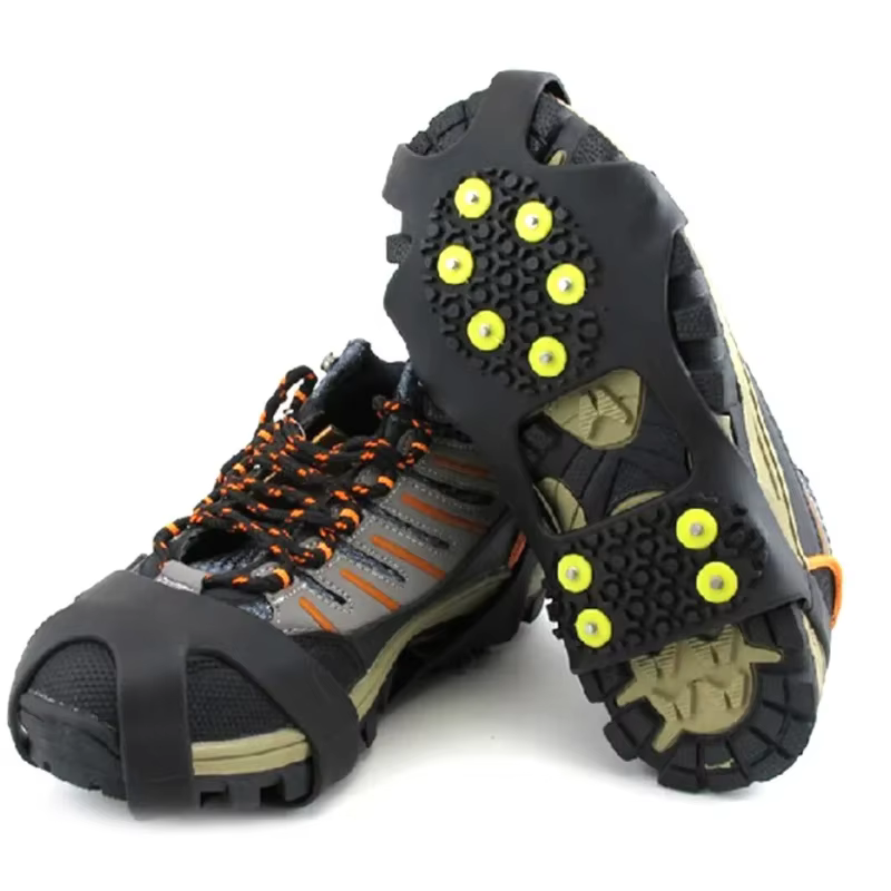 10 goujons anti-dérapant neige glace pince chaussure d'escalade pointes poignées Crampons couvre-chaussures