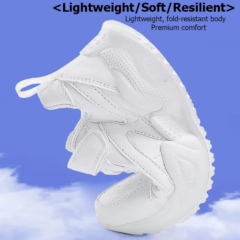 Chaussures en cuir blanches pour enfants, baskets décontractées pour garçons et filles, respirantes, pour l'extérieur, l'école, la marche, antidérapantes, chaussures de course et de sport