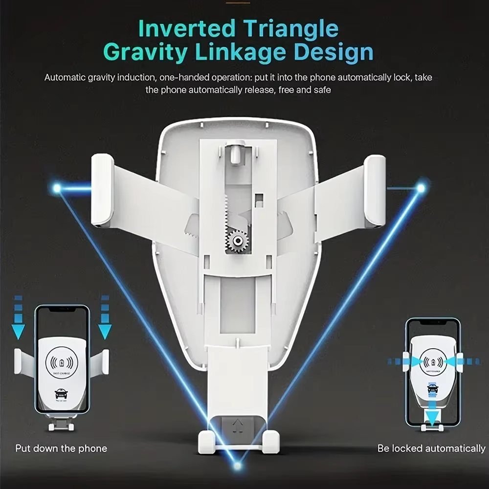 Support de téléphone de voiture à chargement sans fil rapide pour iPhone 17 16 15 14 13 12 Pro Max XR Samsung Xiaomi