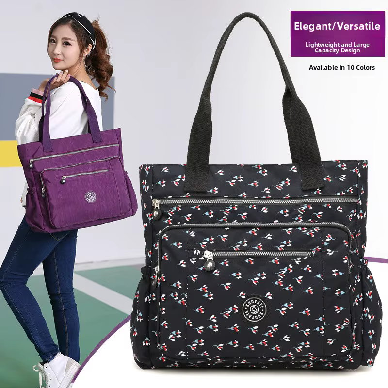 Sac à bandoulière en toile et nylon grande capacité pour femme, sac décontracté d'extérieur, sac fourre-tout simple pour maman, avec fermeture éclair – Nouvelle collection, offre spéciale de la saison