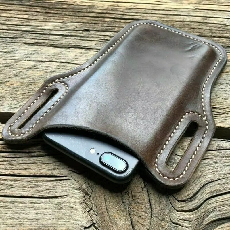 Étui de ceinture en cuir pour téléphone portable pour hommes, pochette multifonctionnelle pour ceinture, sac de téléphone portable pour la course à pied, les voyages, le camping et les activités de pl