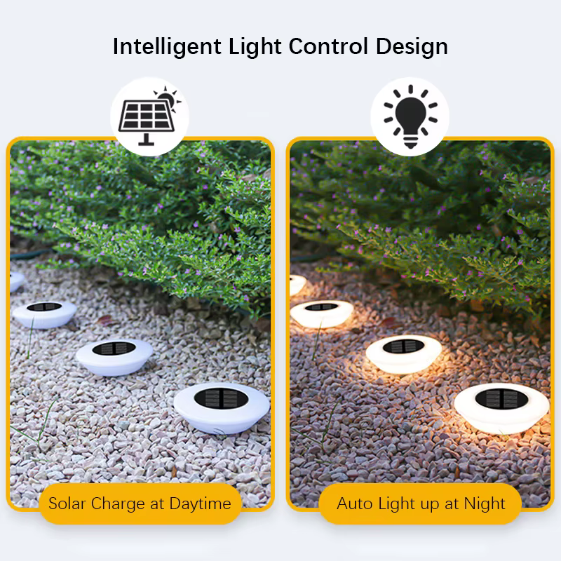 Paquet de 1/4 lumières au sol solaires, lumière de paysage extérieure étanche 14LED, lampe de pelouse LED, pour jardin, allée, cour, terrasse, Camping, décor