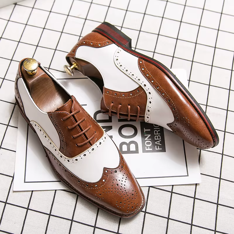 Marque italienne marron blanc bloc mixte chaussures hommes de haute qualité