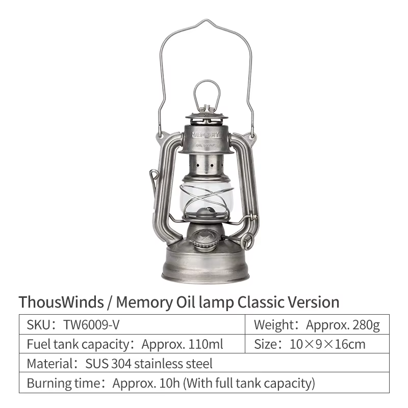 Thous Winds-Lampe à huile portable à mémoire de forme, mini lanterne de camping, lumières rétro d'émotion pour randonnée, pique-nique, sac à dos, fournitures de camping, extérieur