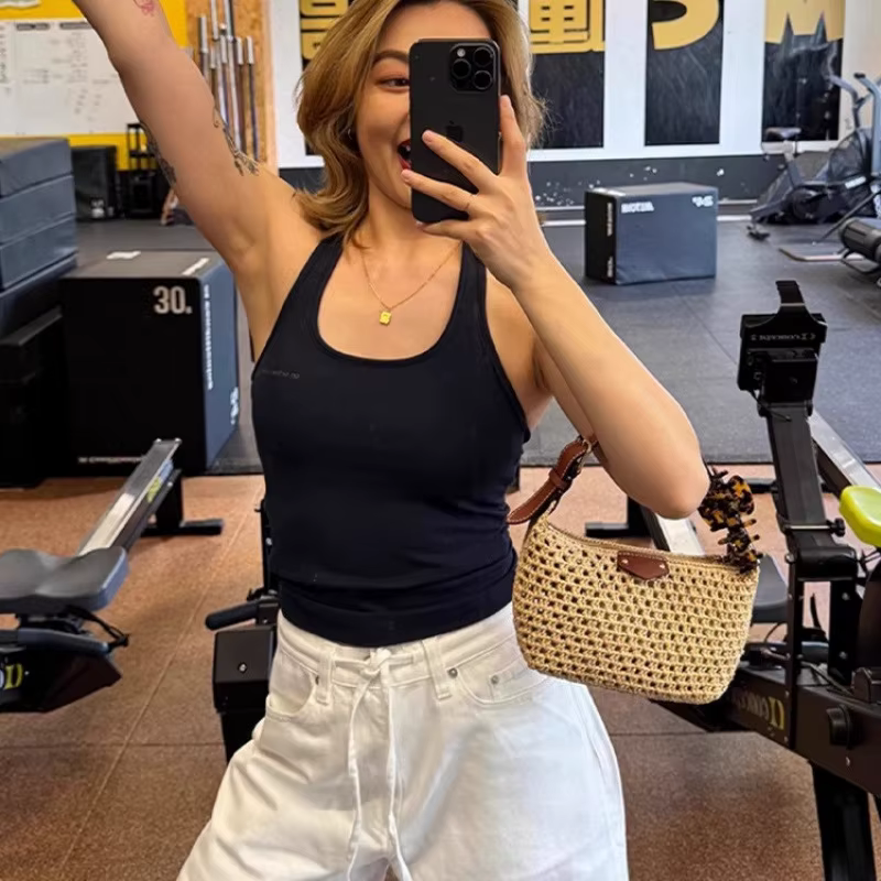 Sac à bandoulière pour femme en tricot épaissi à motif treillis