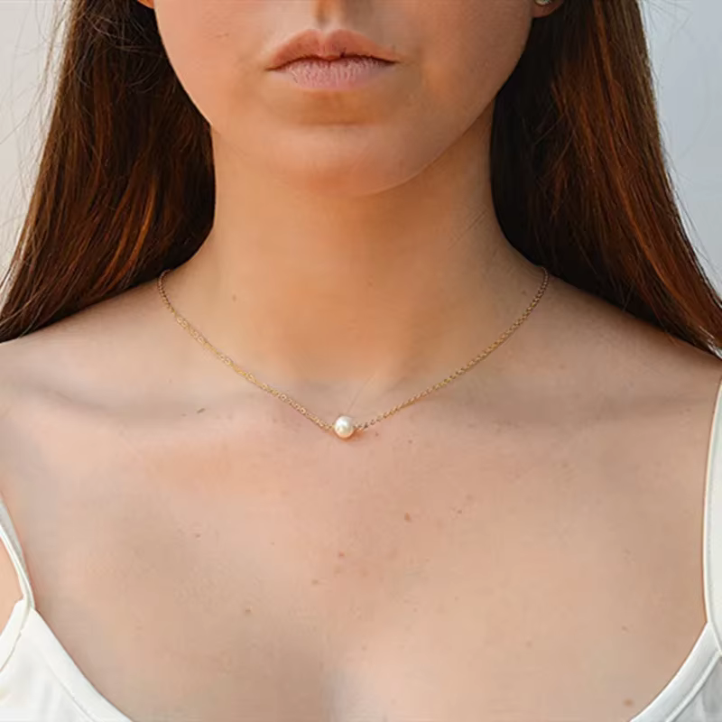 Collier long à pampilles de perles tendance pour femme, bijou élégant et simple avec chaîne dorsale, accessoire de collier pendentif perle