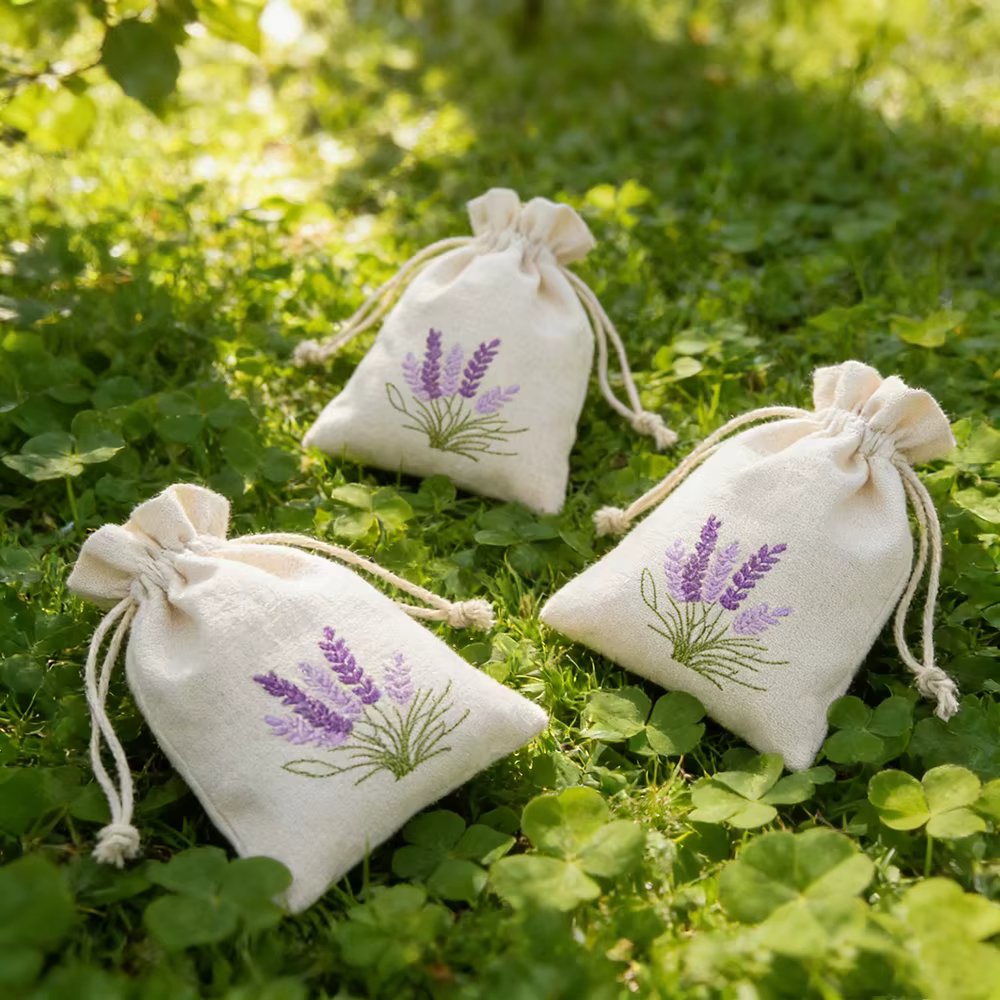 Sacs à cordon en coton pour lavande