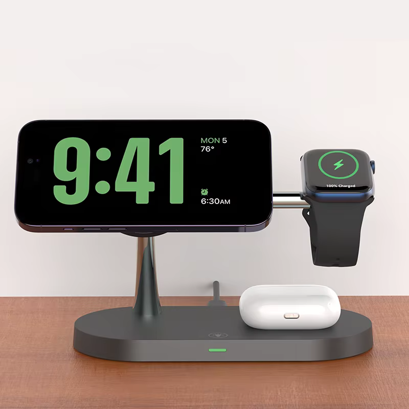 Support de chargeur sans fil 3 en 1 pour iPhone 12/13/14/15/16/17, Station de charge rapide pour Apple Watch 10 9 8 7 6 5 4 Airpods 2 3 Pro