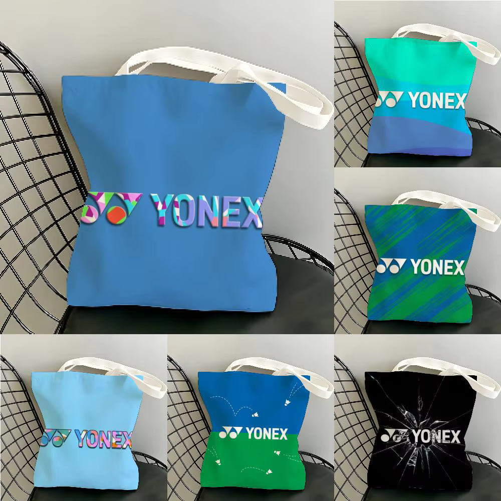 Sacs de rangement de luxe Y-Yonex, sac de plage en toile imprimé double face, sac de voyage léger et durable, sac à bandoulière, cadeau écologique