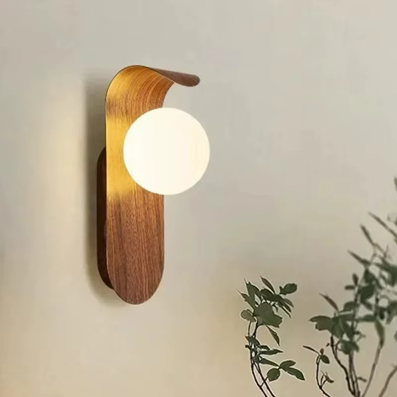 Lampe murale en fer à grain de noyer pour hall d'entrée, restaurant, couloir, chambre à coucher avec abat-jour en acrylique, ampoule G9, éclairage décoratif pour la maison