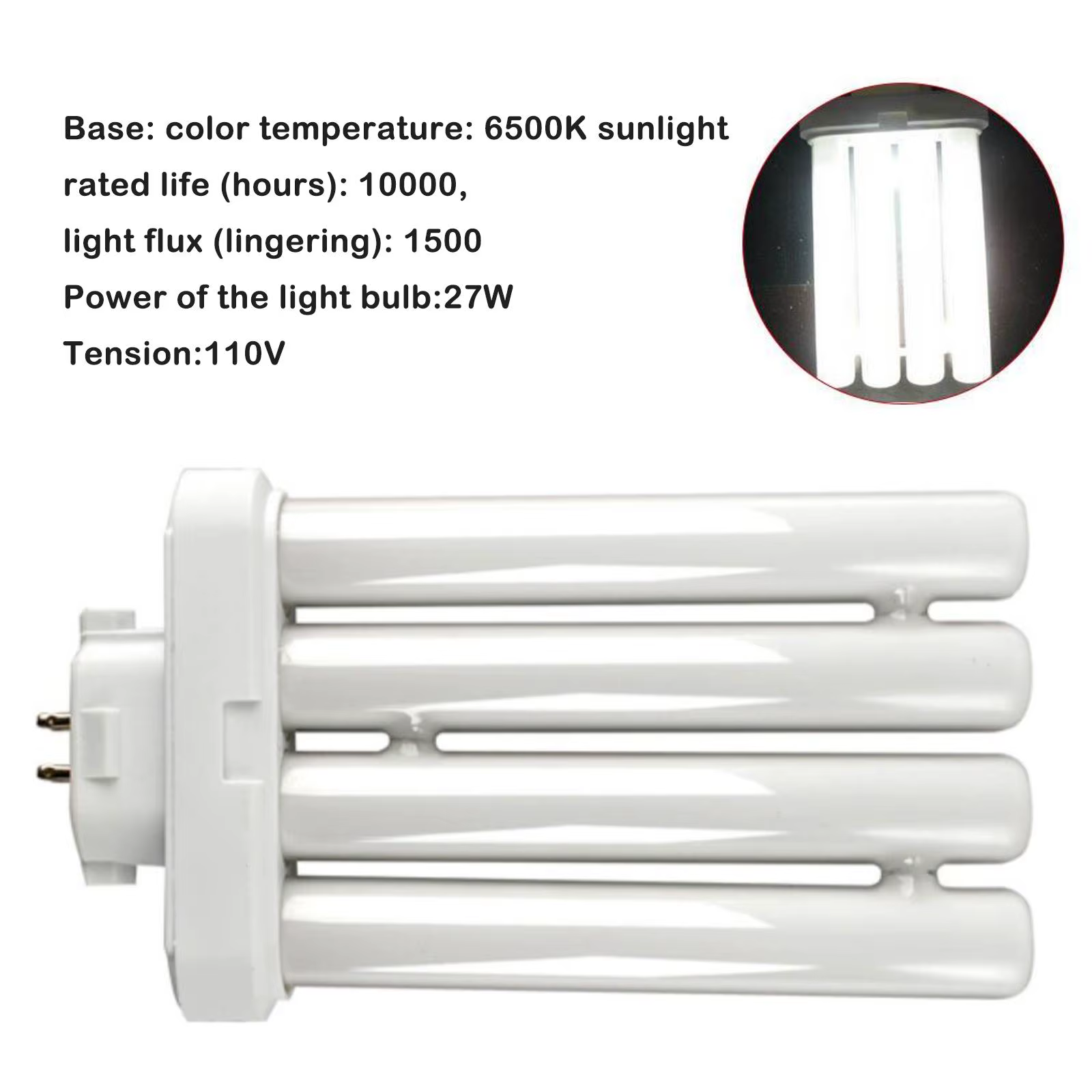 1/2/4/8pc FML 27EX-N 27W 4 broches Quad Tube économie d'énergie ampoule fluorescente compacte 6500K 4 rangées ampoule lampe à économie d'énergie