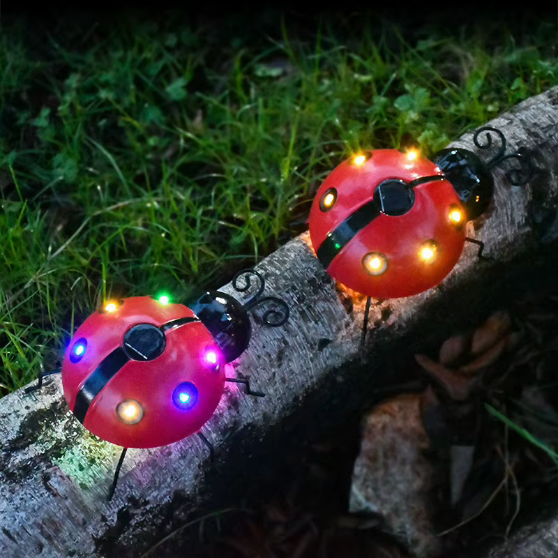 Lampe solaire coccinelle extérieure étanche jardin Statue tenture murale LED lumière à énergie