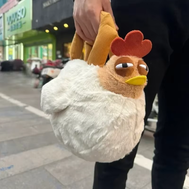 Sac à main en forme de poule pour femme, sac en peluche jetable, porte-clés pendentif drôle Kawaii, sac à main cartable au beurre, cadeaux d'anniversaire