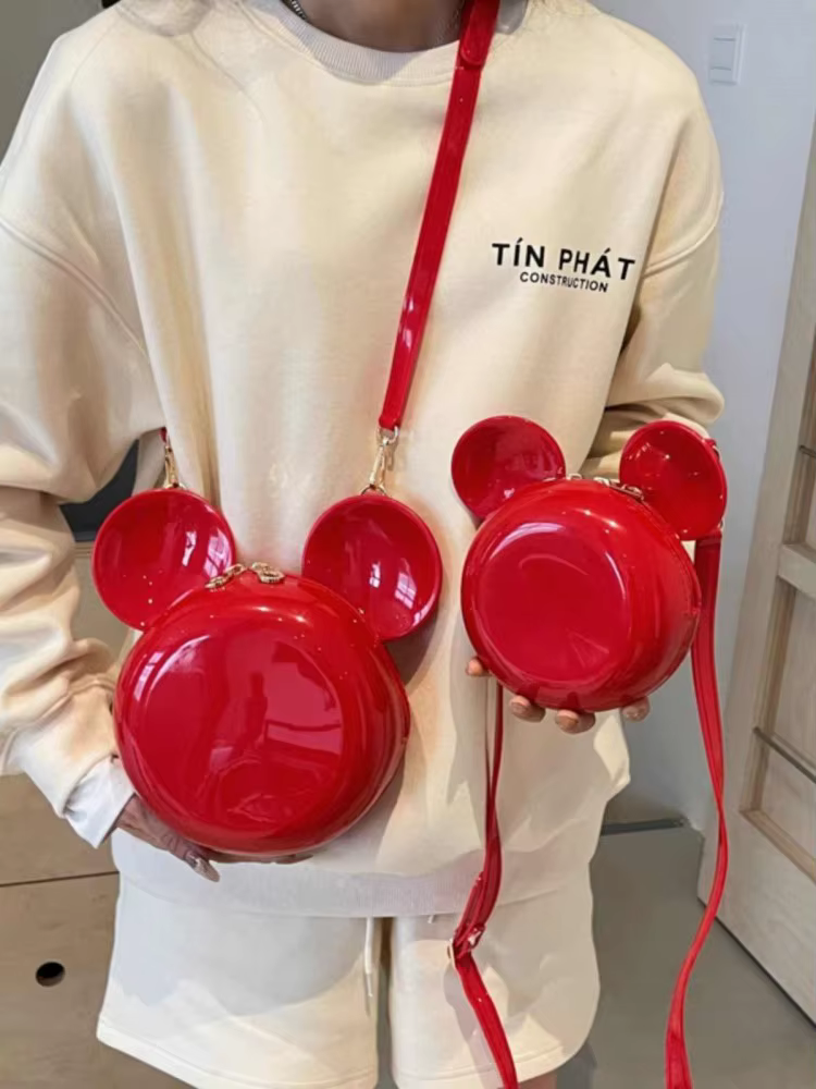 Disney tureMouse-Sac à main pour femme, Minnie initié, Diagonal, Casual, Fashion Girl PU, Round Bag, Birthday Gifts, New