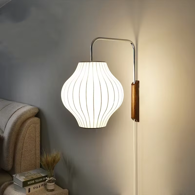 Nelson bulle applique E27 japonais soie applique pour salon décoratif mur étude allée chambre lampe de chevet