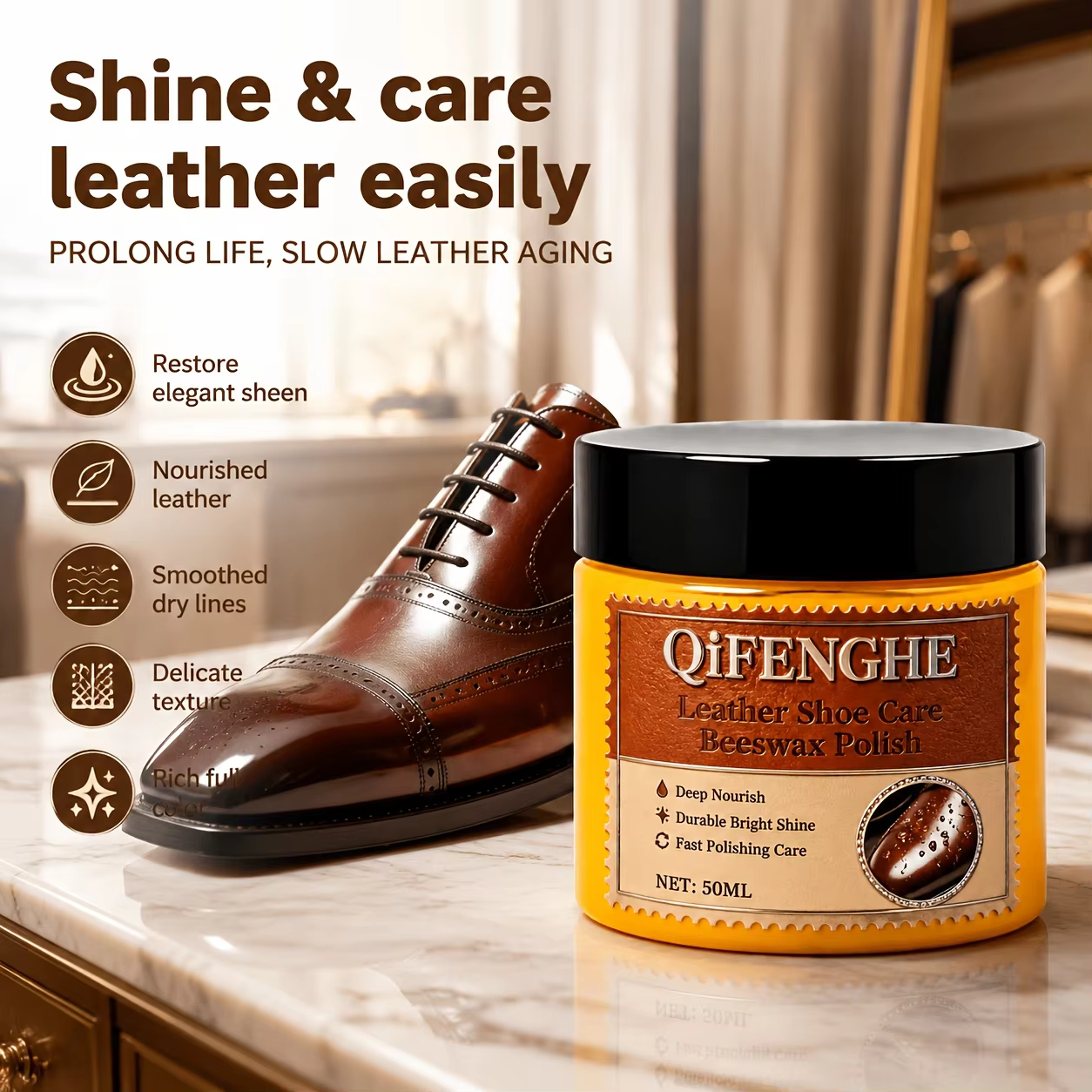 Crème de cire d'abeille pour l'entretien des chaussures en cuir