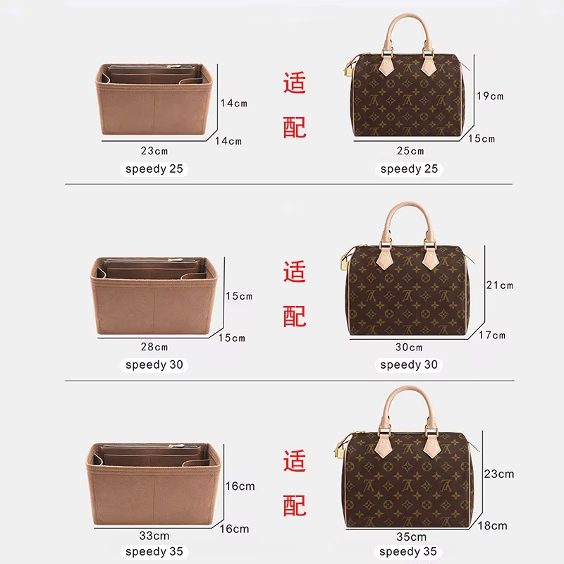Sac intérieur en vente uniquement, insertion d'organisateur de sac pour LV Speedy 25 30 35 Boston, séparateur de maquillage, sac de compartiment de protection façonnant