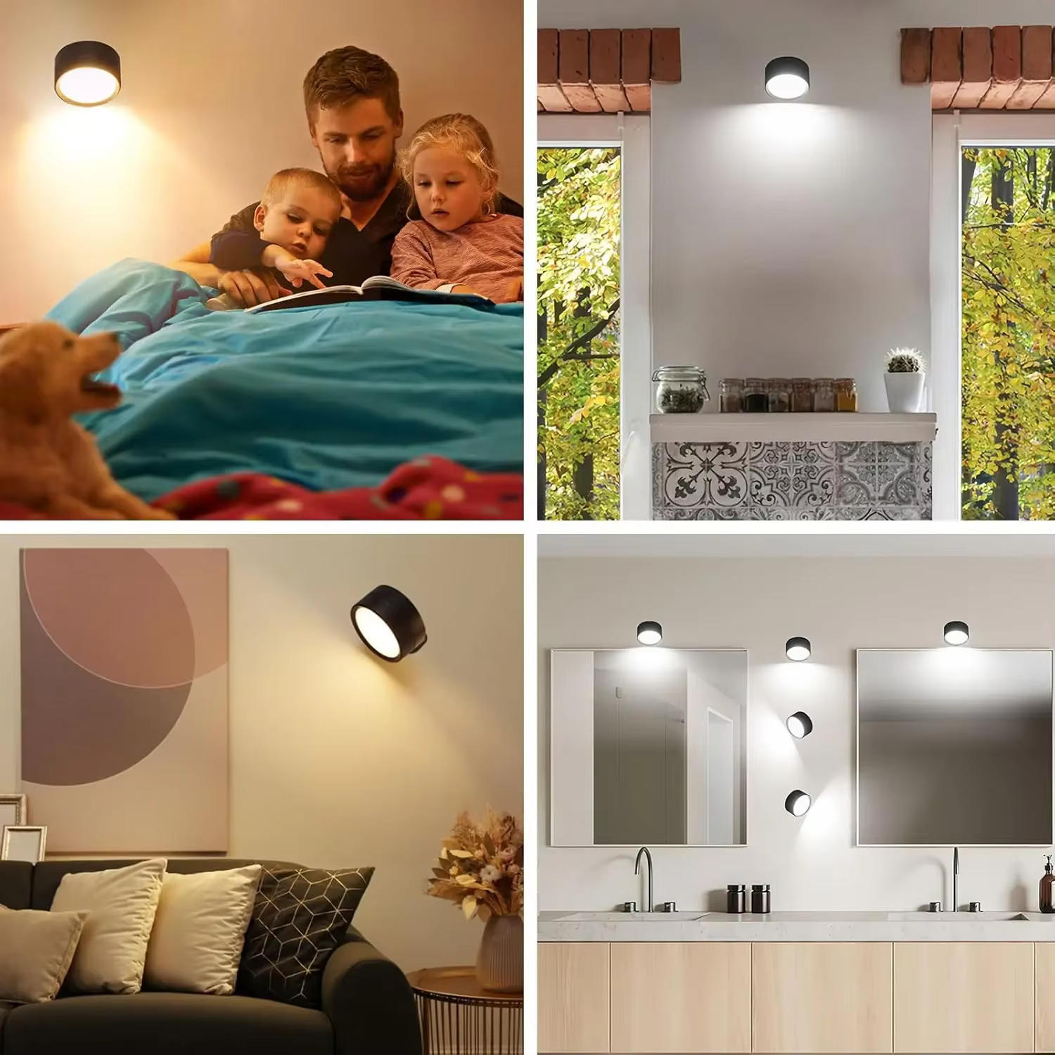 Appliques murales magnétiques sans fil à LED avec télécommande, 3 documents, intensité variable, aste par USB, chambre, lampe de chevet