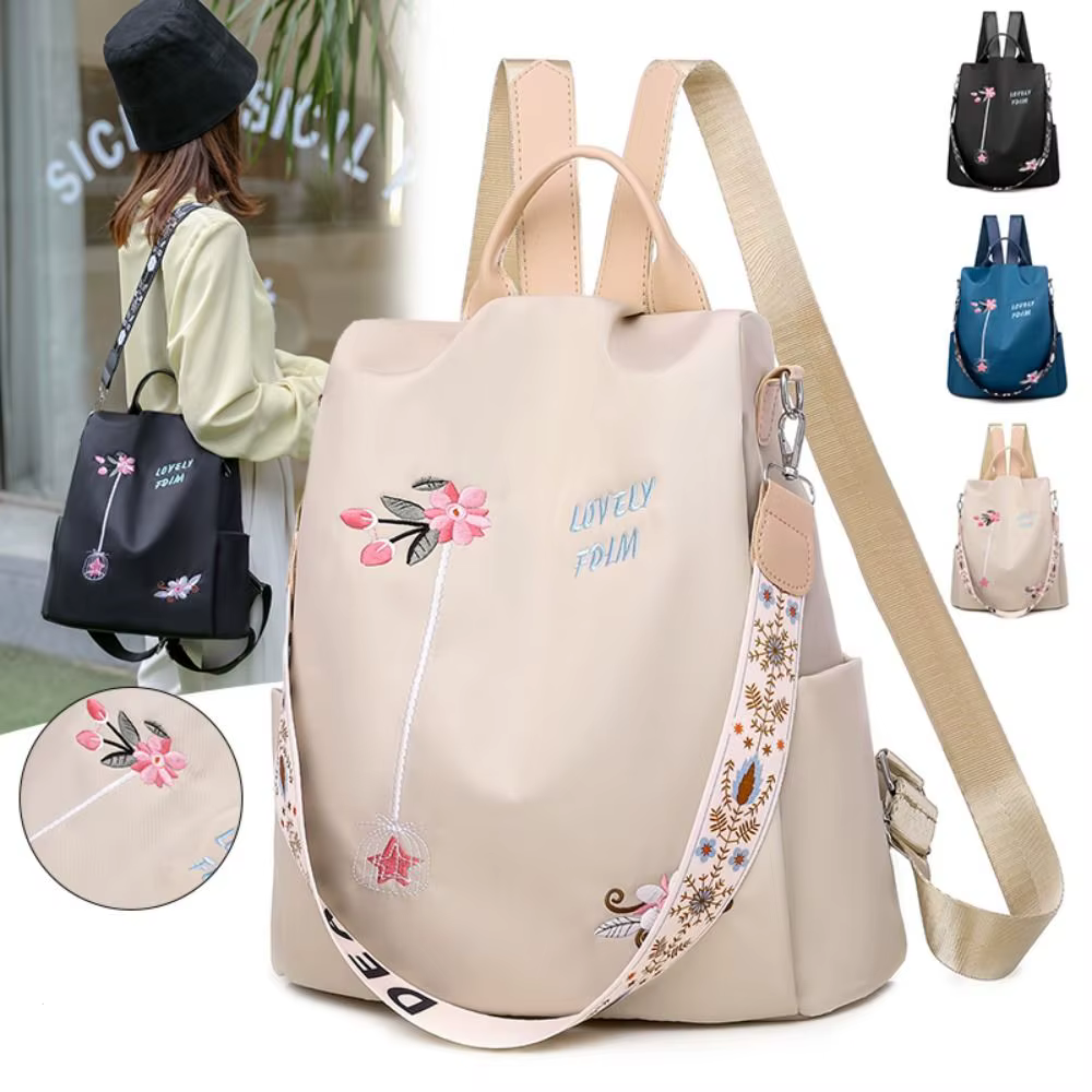 Sac à Dos Oxford Brodé pour Femme, Décontracté, de Styliste, Grande Capacité, Voyage, Étanche, Shopping, Cartable d'École