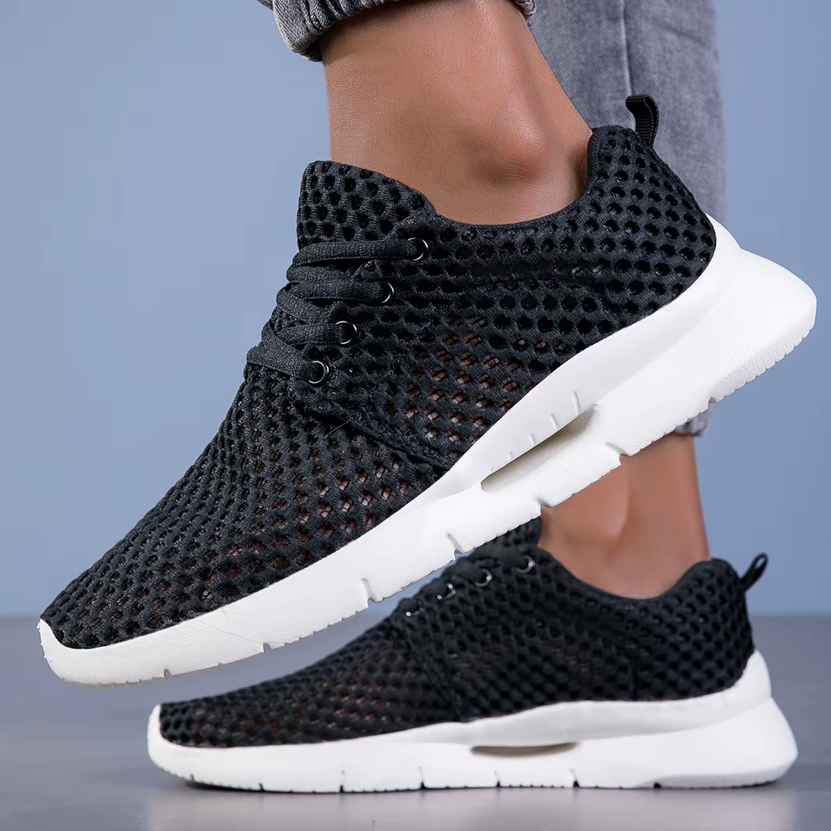 Nouvelles chaussures en maille blanche pour hommes respirant été léger randonnée