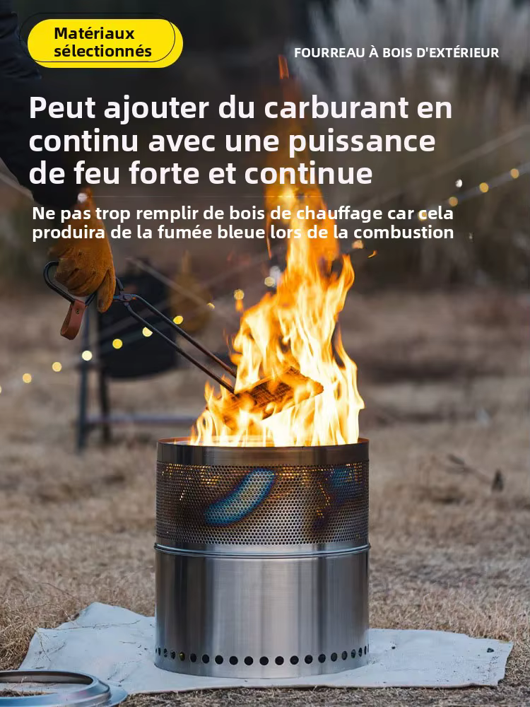 Poêle à bois d'extérieur en acier inoxydable, foyer d'observation du feu, brasero, mini poêle à bois ou à granulés, feu de joie