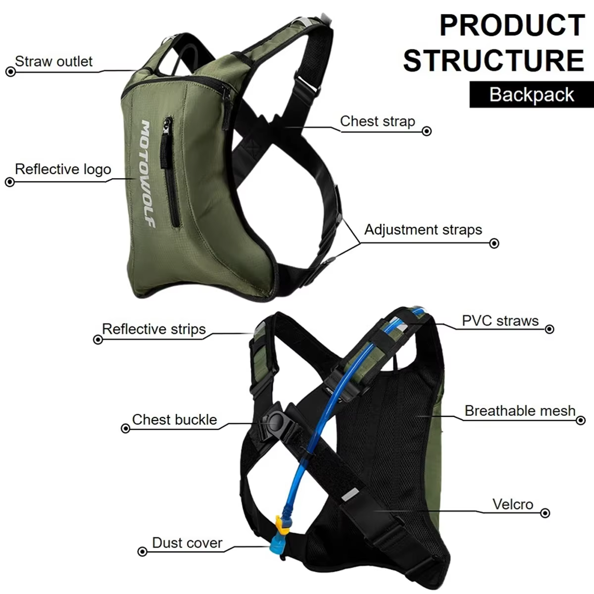 Sac à eau pour moto, sac d'hydratation pour vtt hors route