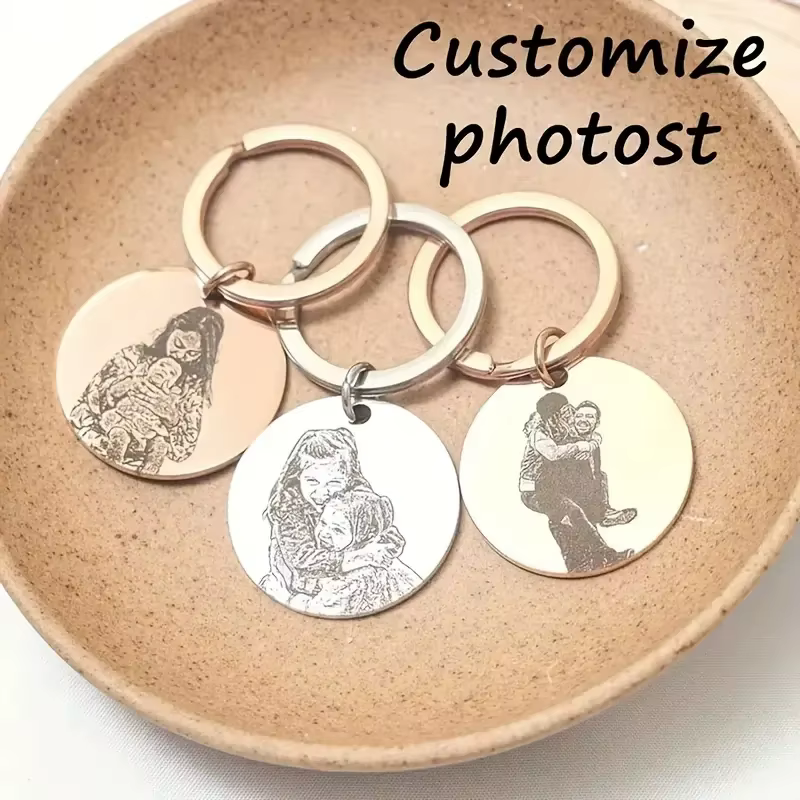 Porte-clés avec portrait gravé personnalisé