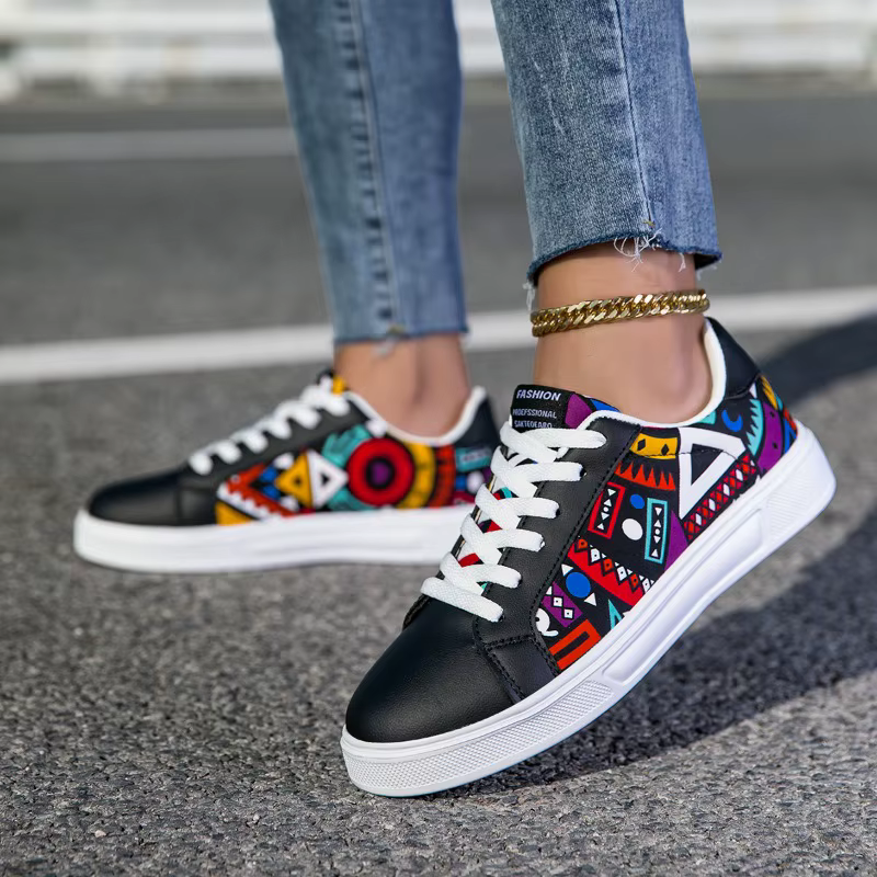YRZL baskets légères décontractées pour femmes hommes Couple chaussures de marche antidérapantes imperméables à la mode Graffiti imprimé chaussures de sport hommes