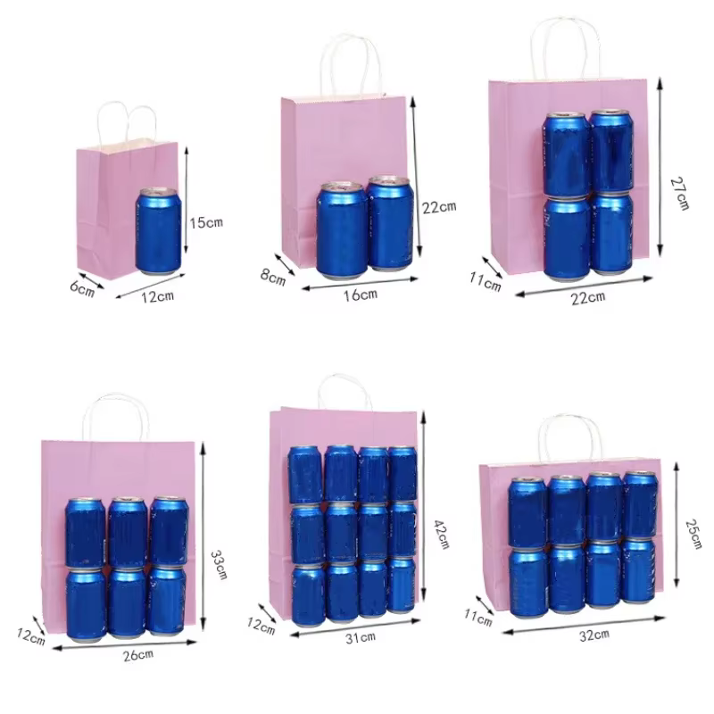 Mini petit sac en papier Kraft avec poignées, 30/50/100 pièces, sac cadeau de Festival, sacs de courses pour bonbons de haute qualité