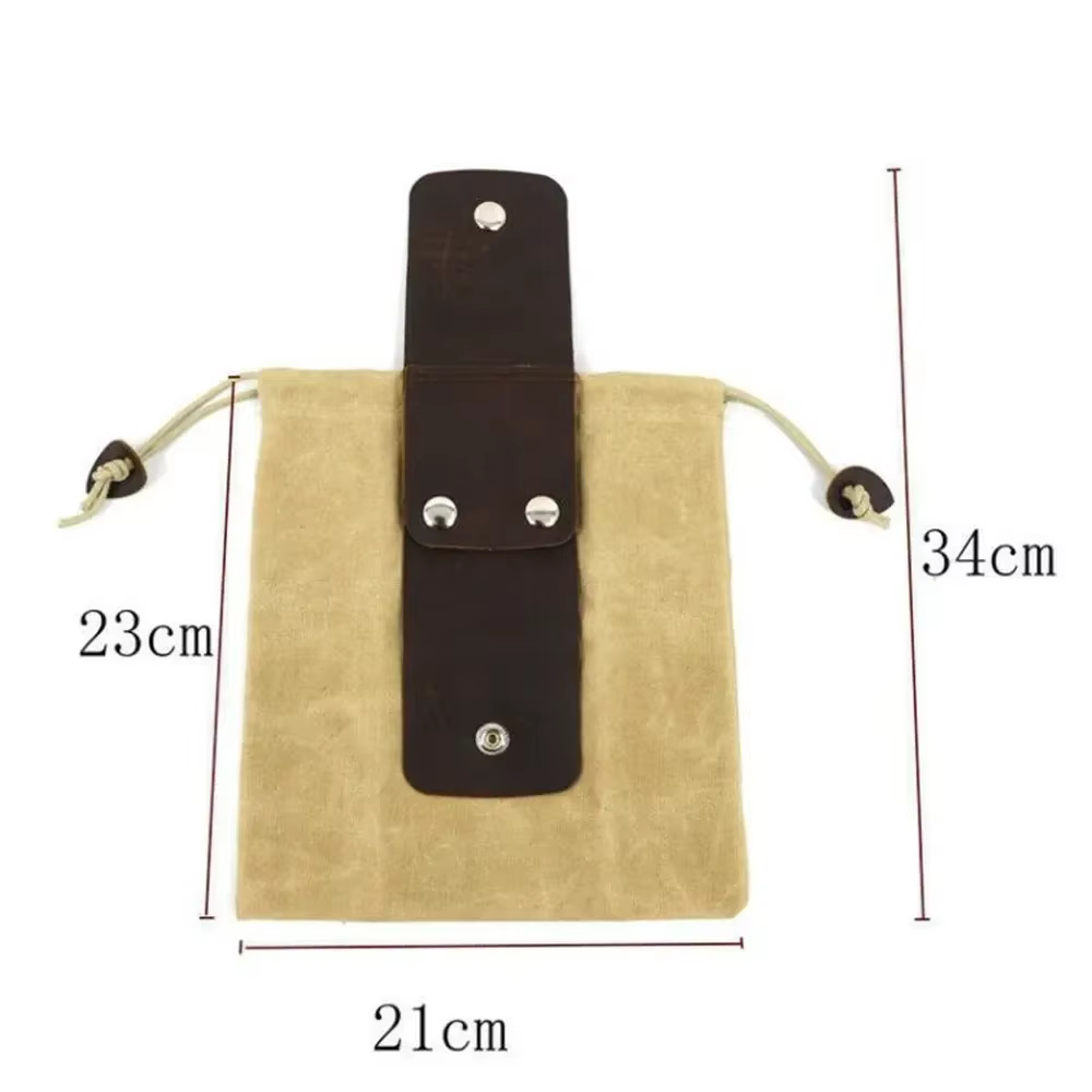 Sac de ramassage de fruits portable en cuir, 1 pièce, pour l'extérieur, poudre de cueillette, pliable, baie puch, stockage, Bushcraft, toile, randonnée, camping