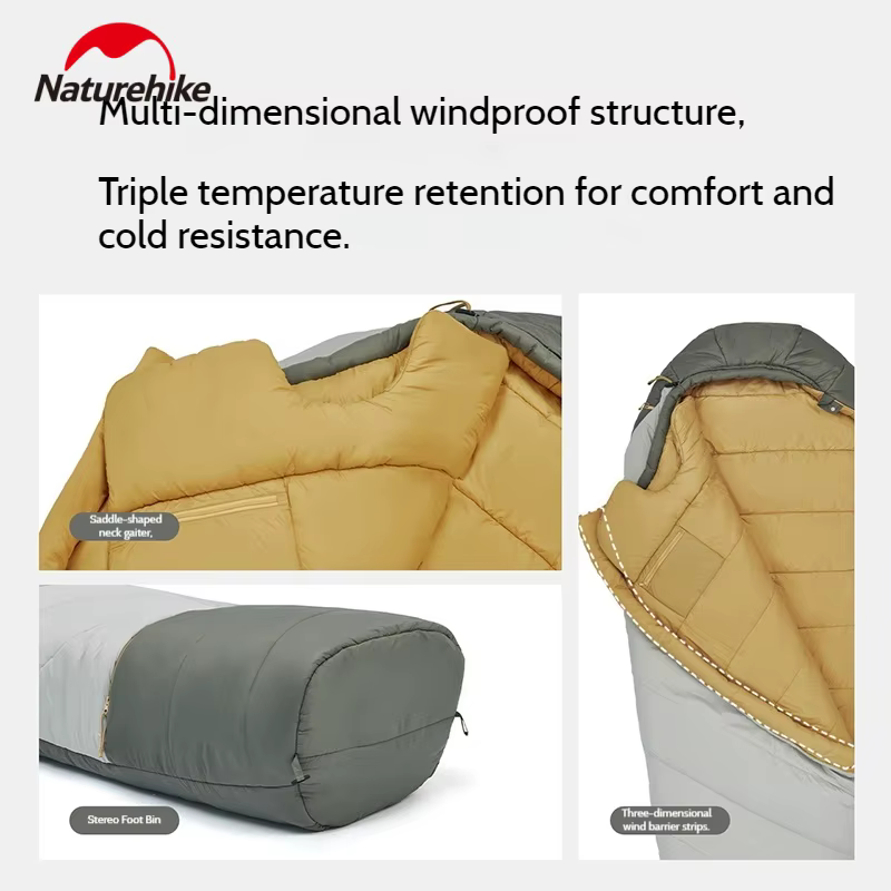 Naturehike Muxin Pro Momie Sac de Couchage Lumière Chaud Réglable Pied Compartiment Fluor Sans Hydrofuge SUNDOUCE Or Étiquette