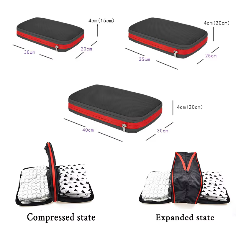 Cubes d'emballage à Compression de voyage avec sac à chaussures, organisateur pliable Portable, pochette pliable pour bagages, rangement de voyage pour vêtements et chaussures