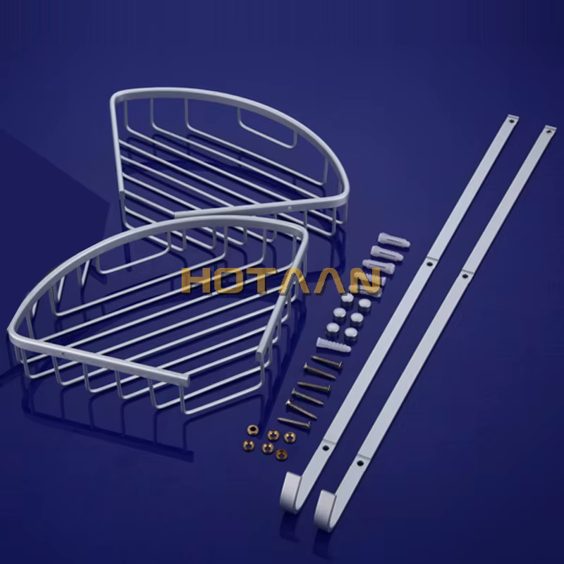 ., Tout neuf, accessoire de salle de bain en aluminium, double étagère de cuisine et de salle de bain, support d'ange, panier d'angle