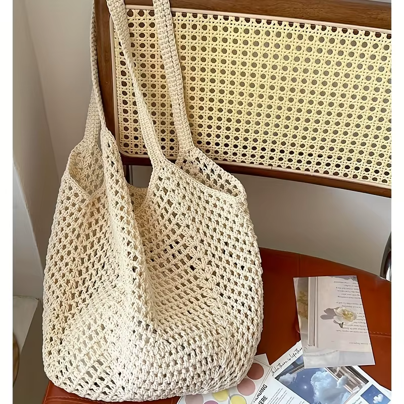 Sacs de plage pour femmes - Sac fourre-tout de plage pour femme, sac fourre-tout d'été en paille ajourée pour le marché des vacances
