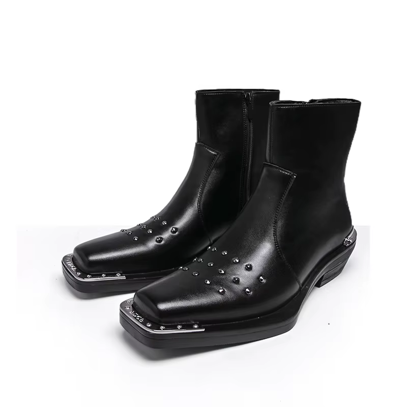 Bottes en cuir à tige haute pour homme