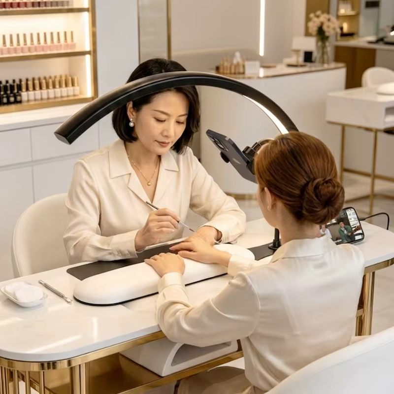 Lampe demi-lune 36W pour table de manucure, lampe à ongles avec interrupteur à bouton, salon de beauté, cils, manucure, lumière LED demi-lune à intensité réglable