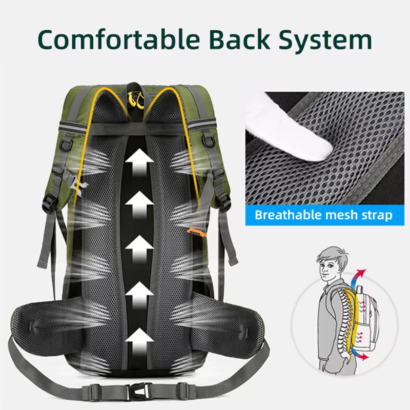 Sac à dos de voyage 50L Camping Hommes Grand Randonnée Sac à dos Touristique Imperméable Sac de sport de plein air Escalade Alpinisme Bagages
