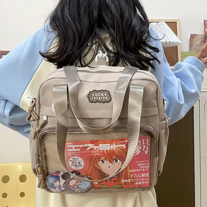 Sac à bandoulière Style Preppy japonais Y2K, nouveaux sacs d'école en Nylon pour adolescentes, sacs à dos Itabag transparents, sac Ita