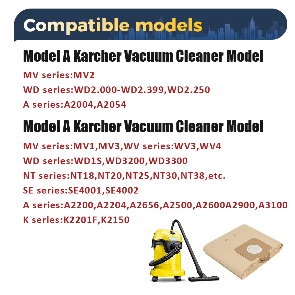 Sac à poussière 6.959-130 pour Karcher WD3 MV3 WV3 WV4 WD3200 WD3300 A2204 A2656 SE4001 SE4002 NT18, sac épais de grande capacité, étanche aux fuites