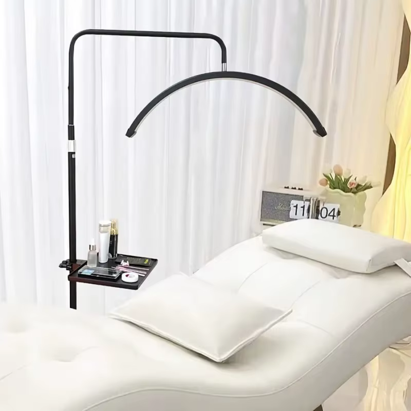 Support de plateau à cils, lampe demi-lune, pince universelle, plate-forme réglable avec support pour téléphone, plateau cosmétique de maquillage pour cils