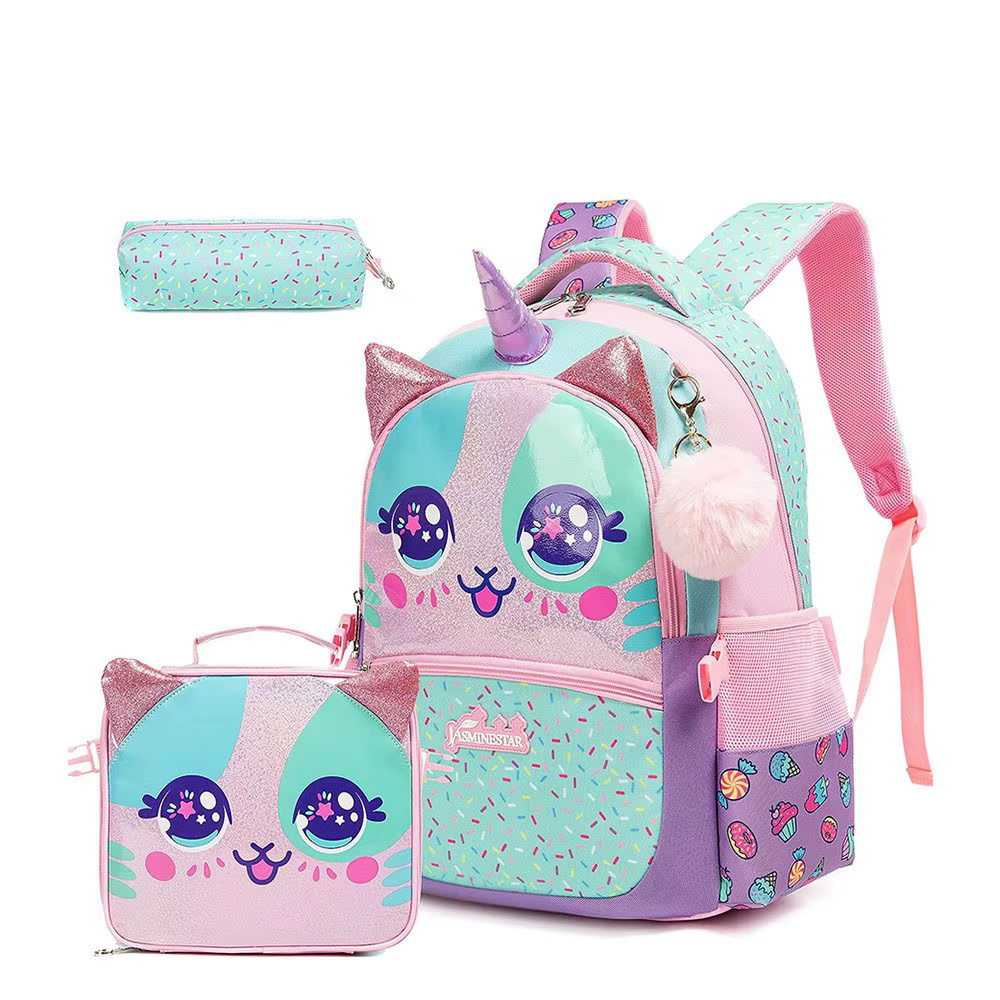 Sacs à dos pour enfants pour filles, sac d'école avec boîte à déjeuner, ensemble de sac à dos d'école pour filles, sac à livres mignon pour la maternelle