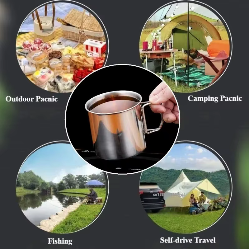 Tasse de Camping en acier inoxydable de 250/350/500/700ml