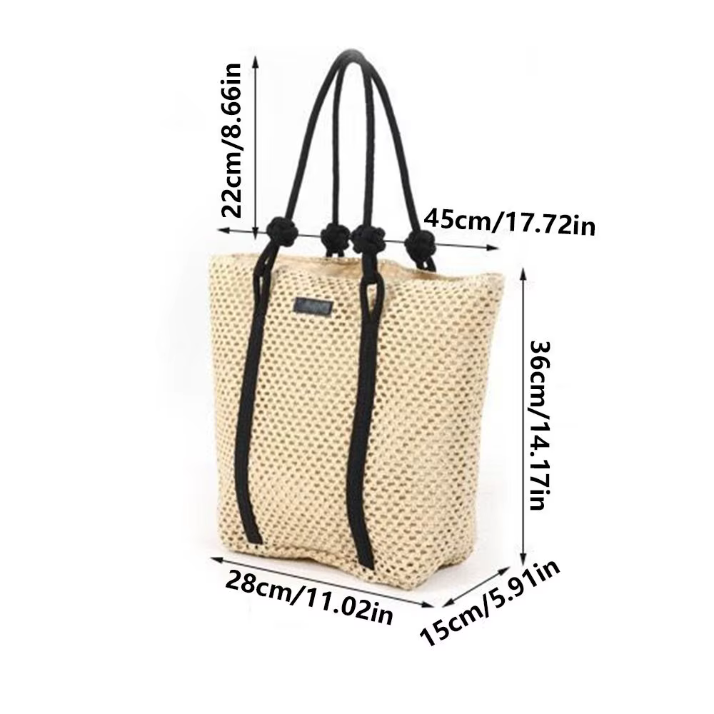 Sacs en paille tressés faits à la main, grande capacité, fermeture éclair, sacs de plage, sacs à main à poignée supérieure, couleur unie, sacs à bandoulière pour femmes