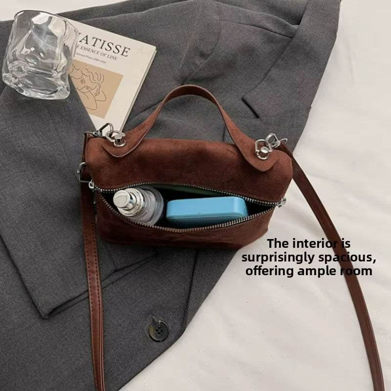 Sac à bandoulière rétro en daim pour femmes, sacoche polyvalente pour les déplacements et les déplacements, Texture élégante, sac à poignée Simple