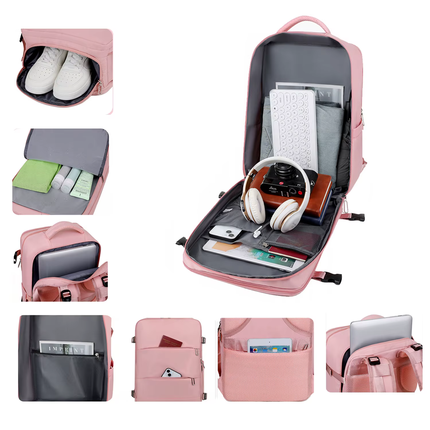 Sac à dos de voyage pour hommes et femmes, grande capacité, approuvé par la compagnie aérienne, multifonction, avec compartiment à chaussures, pochette d'ordinateur, chargement USB