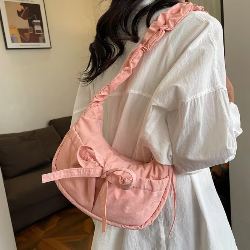 Sacs à main pour femmes sacs à bandoulière en Nylon imperméables grande capacité loisirs sacs à bandoulière simples pour femmes sac plissé à cordon