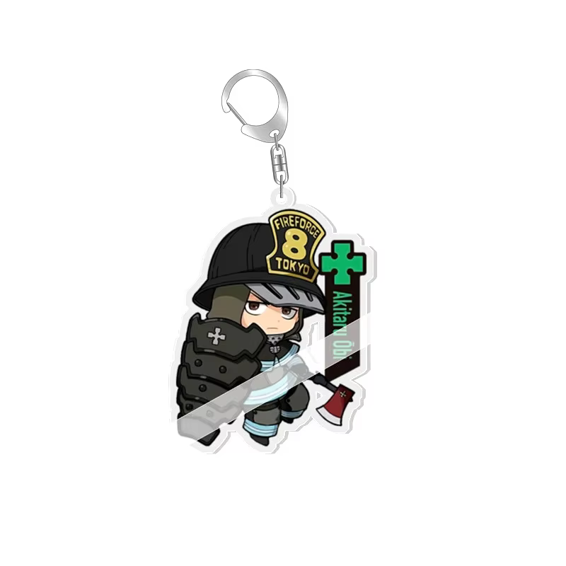 Porte-clés dessin animé Fire Force Shinra Kusakabe, Arthur Boyle Kotatsu Tamaki, étiquette de sac, accessoire Baji