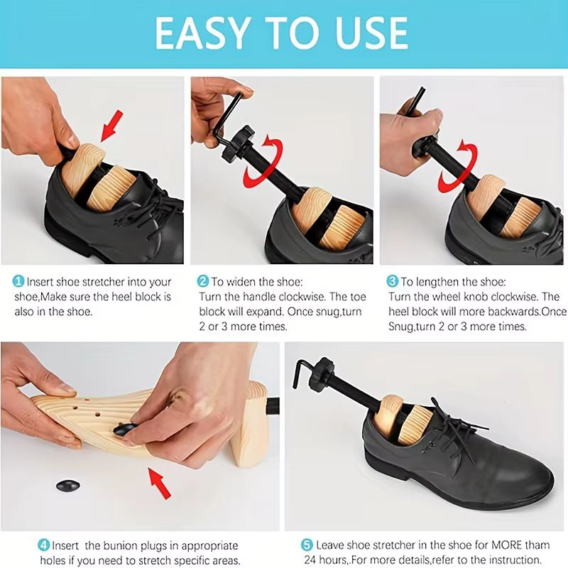 1/2 Paire d'Élargisseurs de Chaussures en Bois pour Femmes et Hommes - Écarteur pour Pieds Larges, Hallux Valgus ou Callosités
