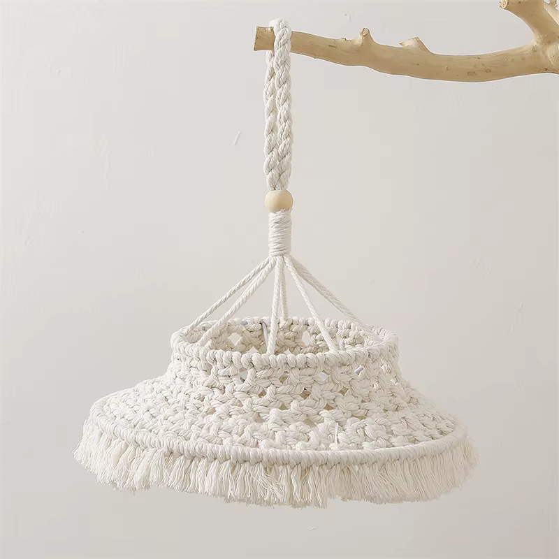 Abat-Jour Bohème en Macramé Tissé à la Main